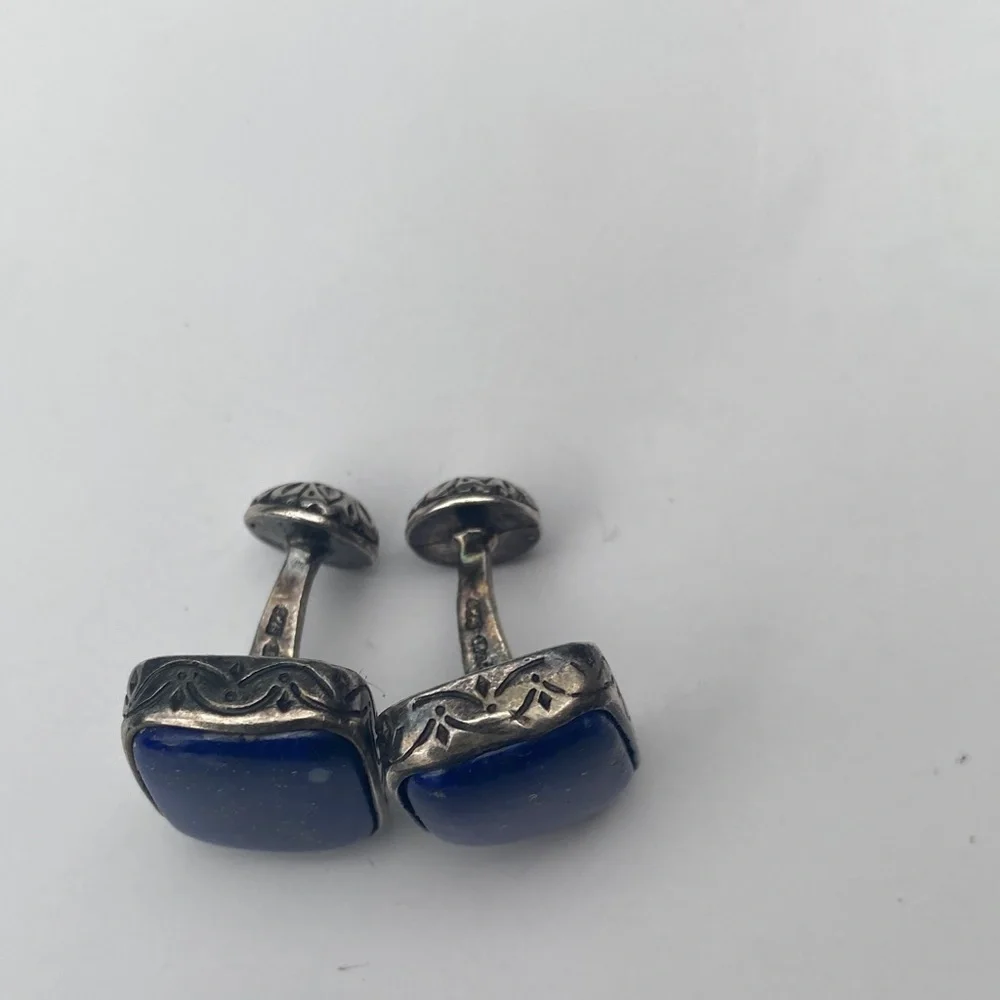 Sterling silver lapis lazuli cufflinks